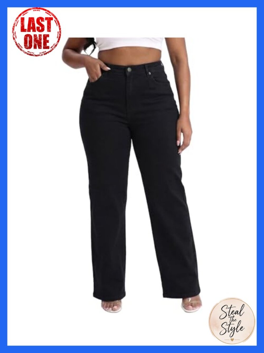 Plus Size Straight Leg Jeans for Curvy Women Stretchy High Waisted Loose Denim